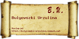 Bulyovszki Urzulina névjegykártya
